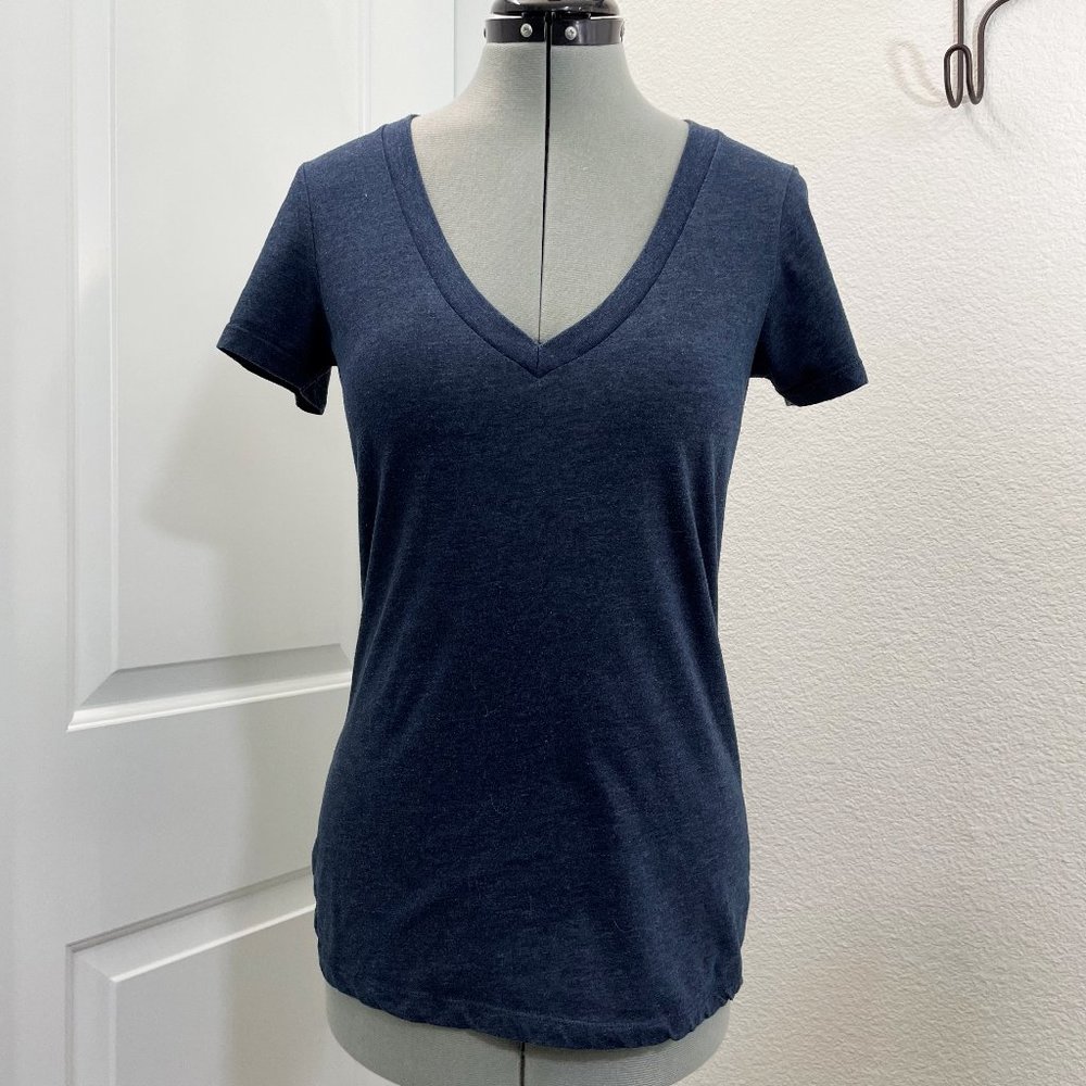 Clementine Women's Navy Deep V-Neck Tee